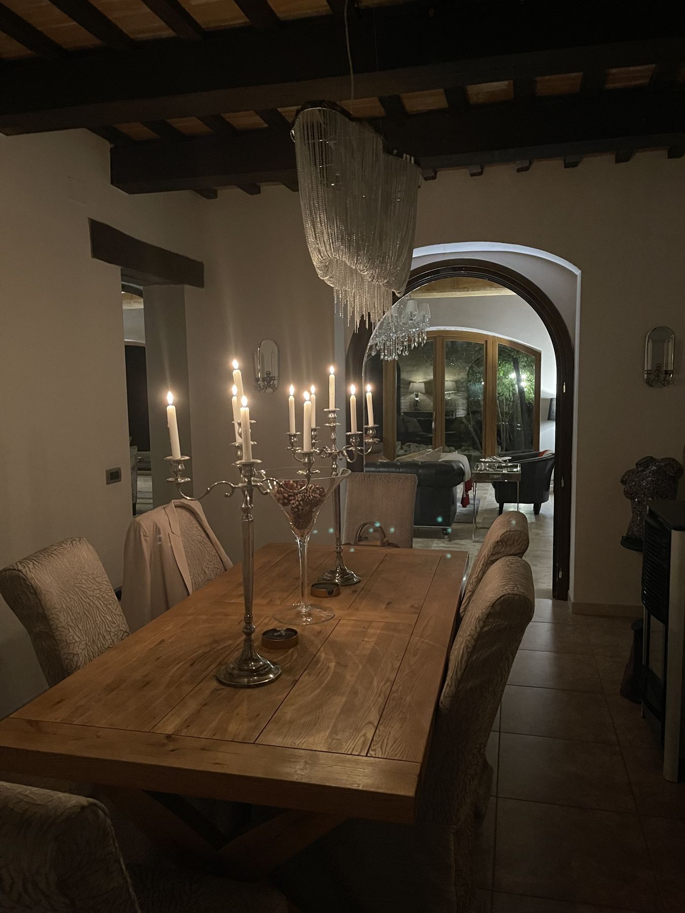 Candlelit dining table