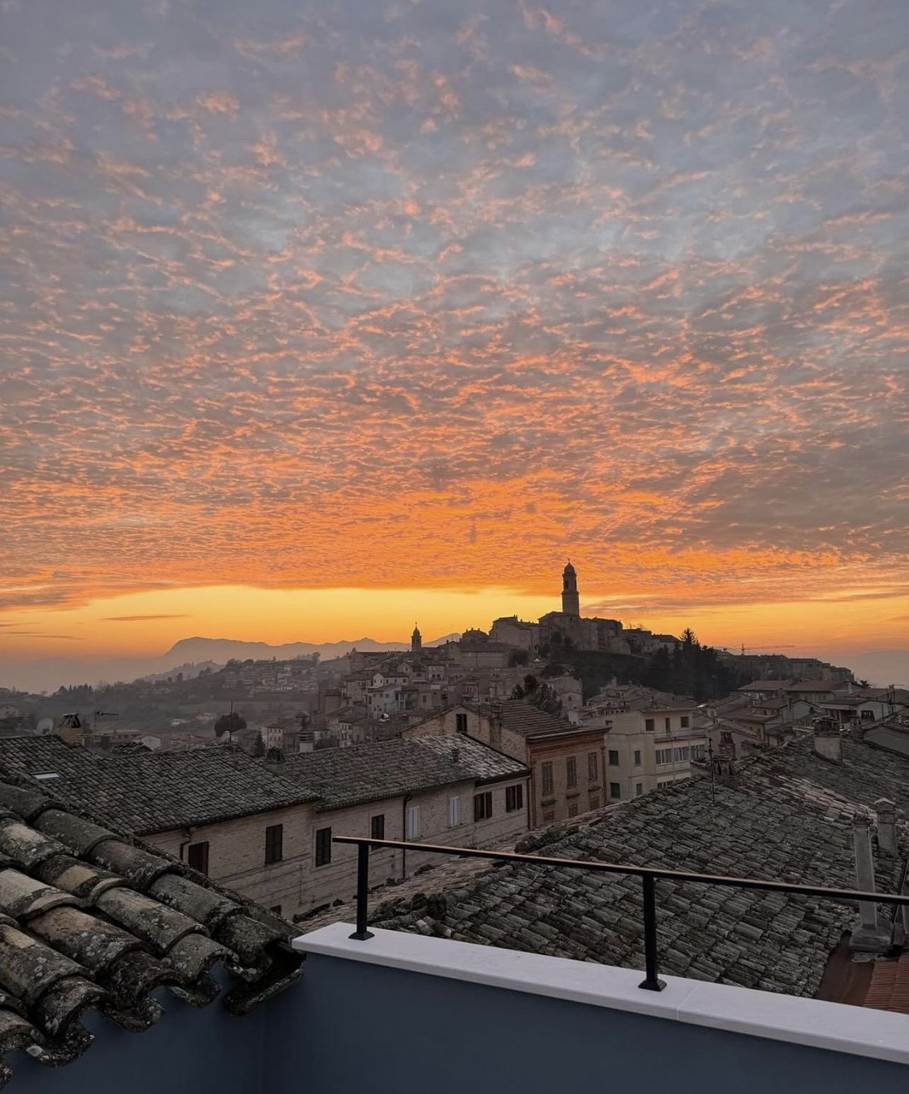 Hill town at evening