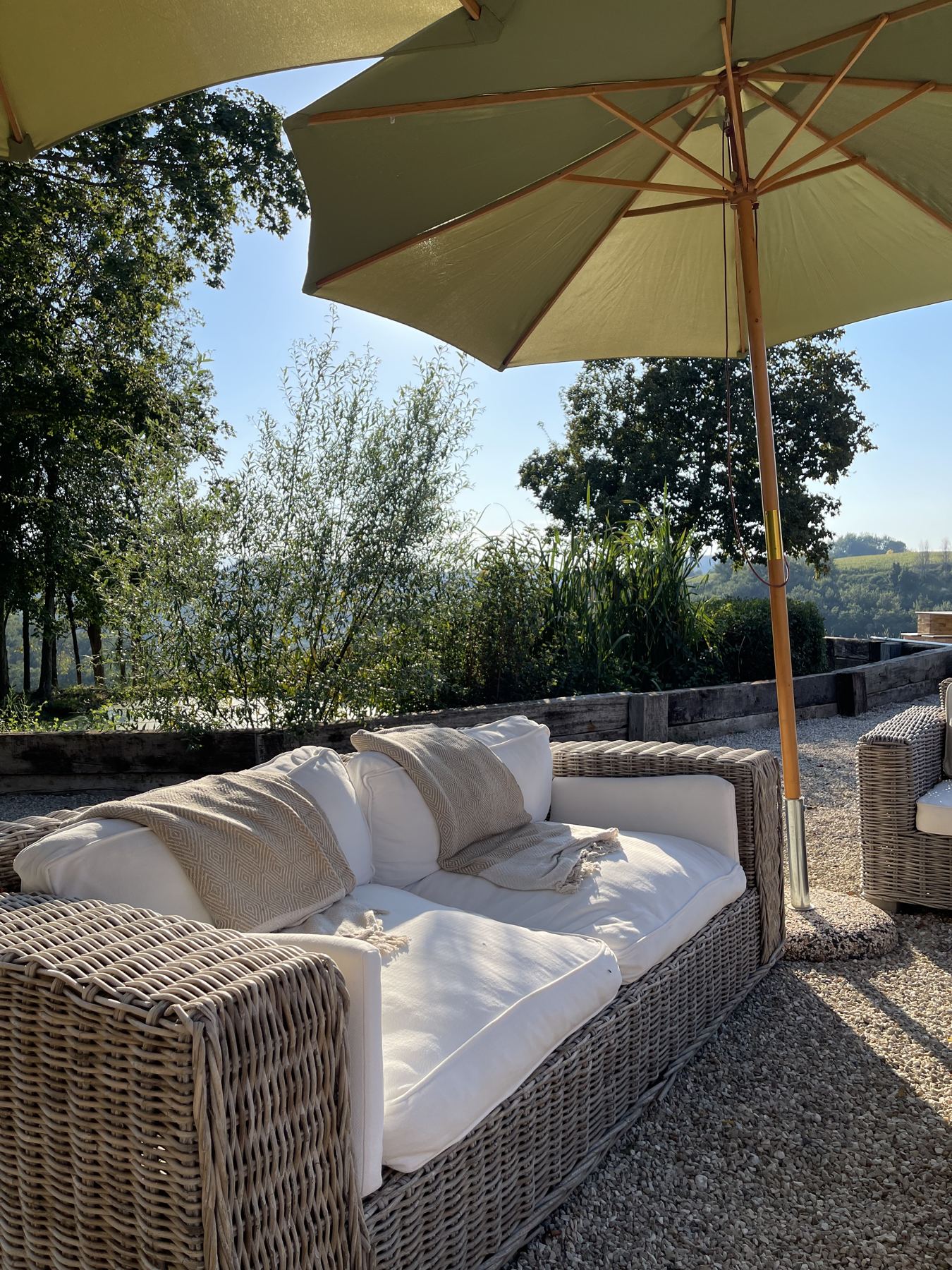 Shaded sofas in the garden
