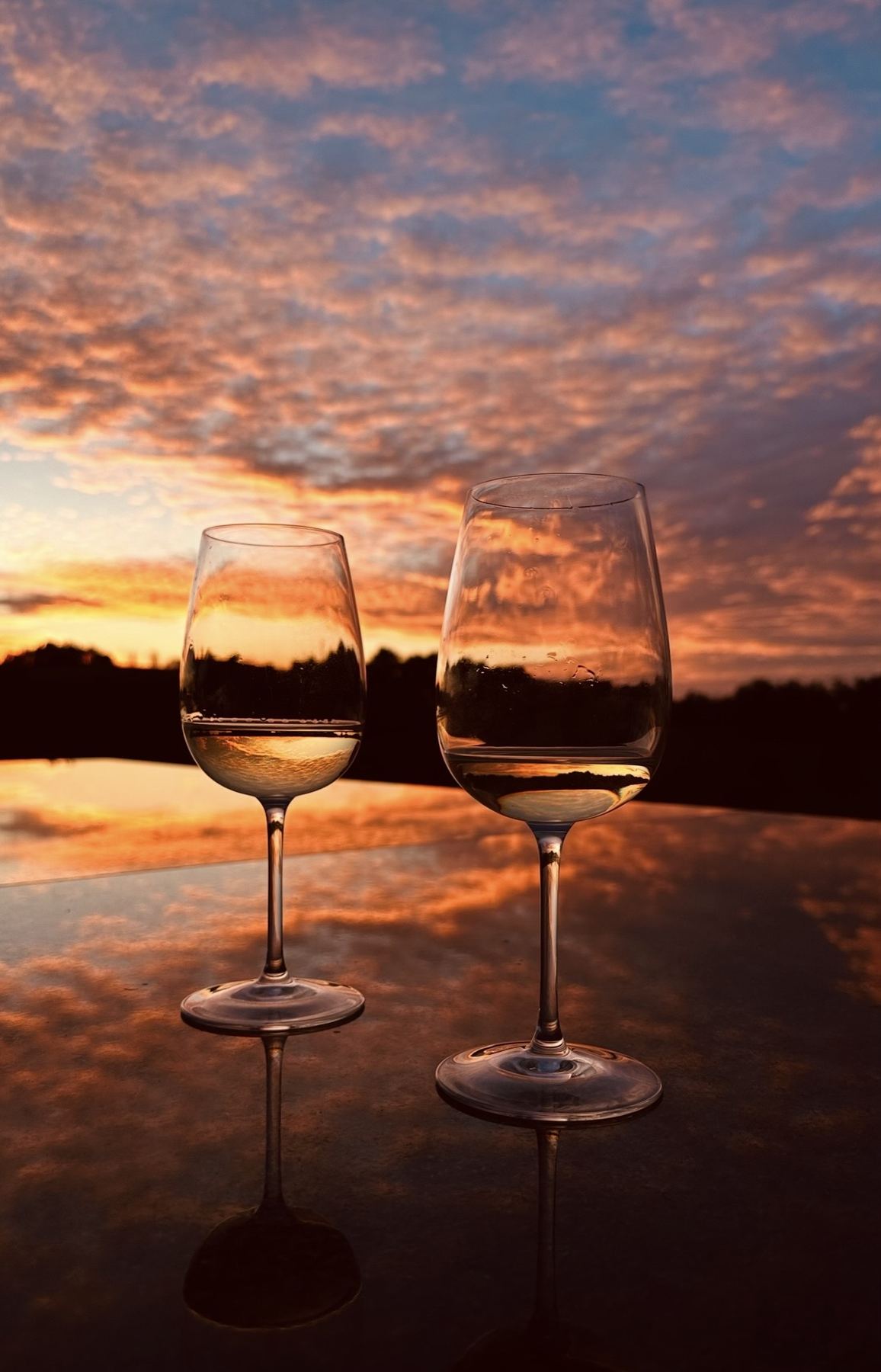 Wine at the pool edge